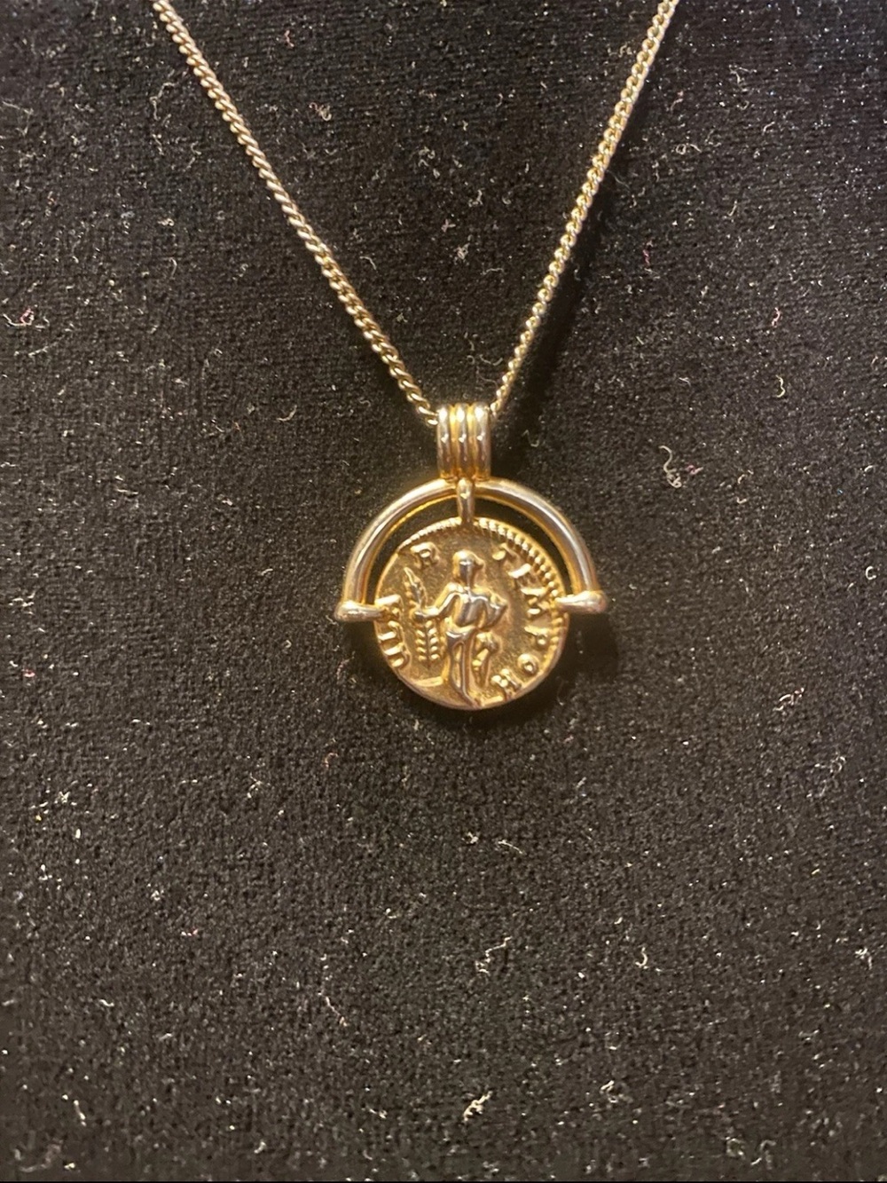 Gold Tone Roman Coin Pendant Necklace - Women's Classic Medallion